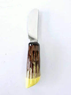 Beurrier et son couteau vintage céramique dlg vallauris forme feuille