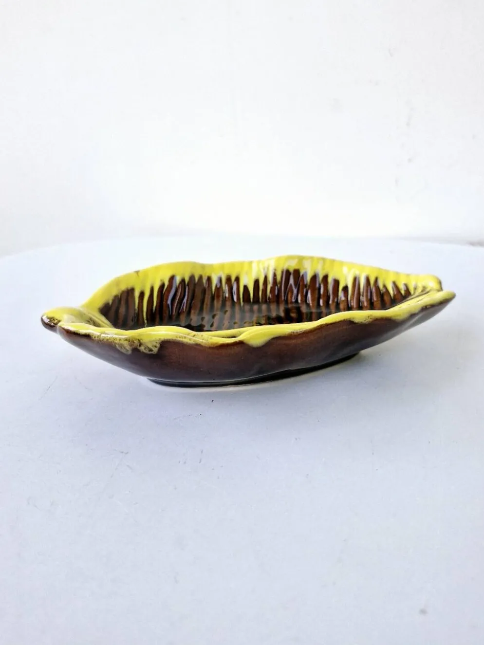 Beurrier et son couteau vintage céramique dlg vallauris forme feuille