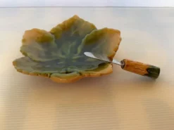 Beurrier feuille céramique et son couteau