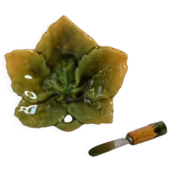 Beurrier feuille céramique et son couteau