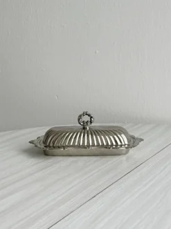 Beurrier inox brillant avec couvercle