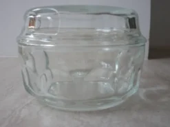 Beurrier ou sucrier en verre art déco vintage