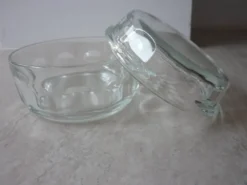 Beurrier ou sucrier en verre art déco vintage