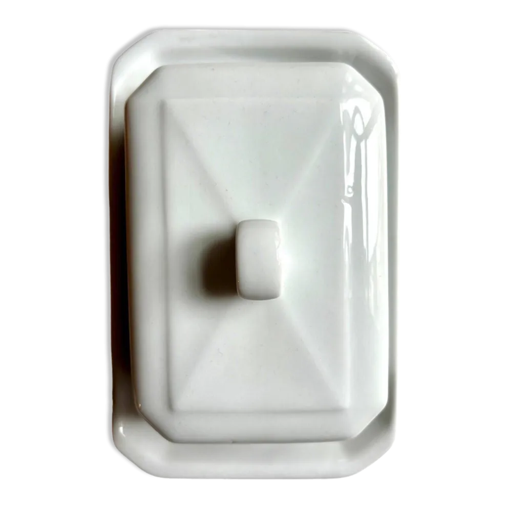 Beurrier Pillivuyt en porcelaine blanche