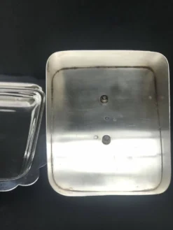 Beurrier plat à beurre/fromage plaqué argent avec couvercle metal argenté