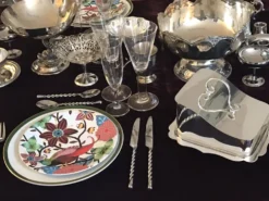 Beurrier plat à beurre/fromage plaqué argent avec couvercle metal argenté
