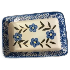 Beurrier/ravier rectangulaire ancien en céramique