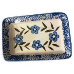 Beurrier/ravier rectangulaire ancien en céramique