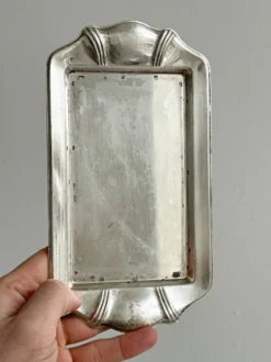Beurrier rectangulaire en métal et coupelle en verre épais