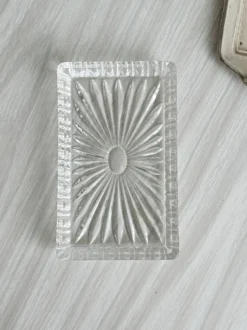 Beurrier rectangulaire en métal et coupelle en verre épais