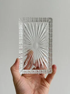 Beurrier rectangulaire en métal et coupelle en verre épais