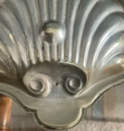 Beurrier vintage coquillage en métal argenté et verre
