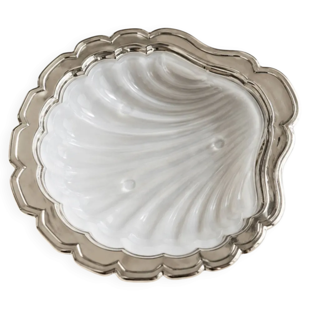 Beurrier vintage coquillage Made in France – verre moulé