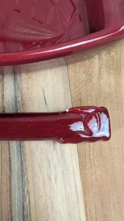 Beurrier vintage en céramique rouge + couteau assorti