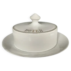 Beurrier vintage en porcelaine émaillée