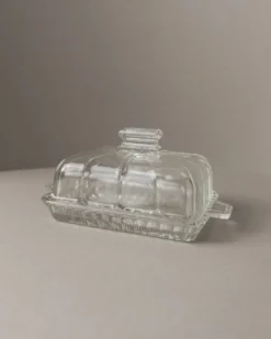 Beurrier vintage en verre - transparent au design intemporel, Art déco - Italie années 1940 - verrerie ancienne, décoration de table, idée cadeau élégante