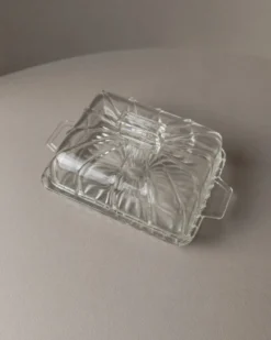 Beurrier vintage en verre - transparent au design intemporel, Art déco - Italie années 1940 - verrerie ancienne, décoration de table, idée cadeau élégante