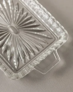 Beurrier vintage en verre - transparent au design intemporel, Art déco - Italie années 1940 - verrerie ancienne, décoration de table, idée cadeau élégante