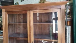 Bibliotheque vitrine style louis xvi 2 portes en noyer
