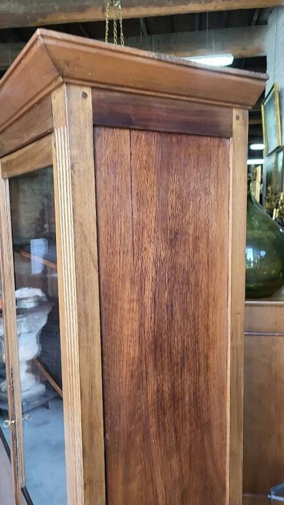Bibliotheque vitrine style louis xvi 2 portes en noyer
