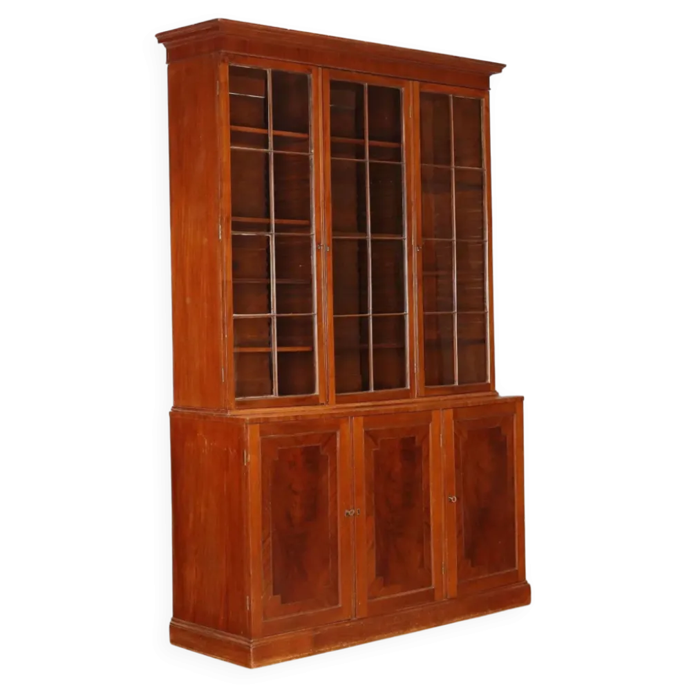 Bibliothèque ancienne en acajou avec verre soufflé, Angleterre, XXe siècle