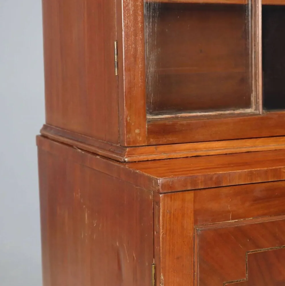 Bibliothèque ancienne en acajou avec verre soufflé, Angleterre, XXe siècle
