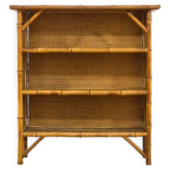 Bibliothèque ancienne en bambou et rotin – XIXᵉ siècle