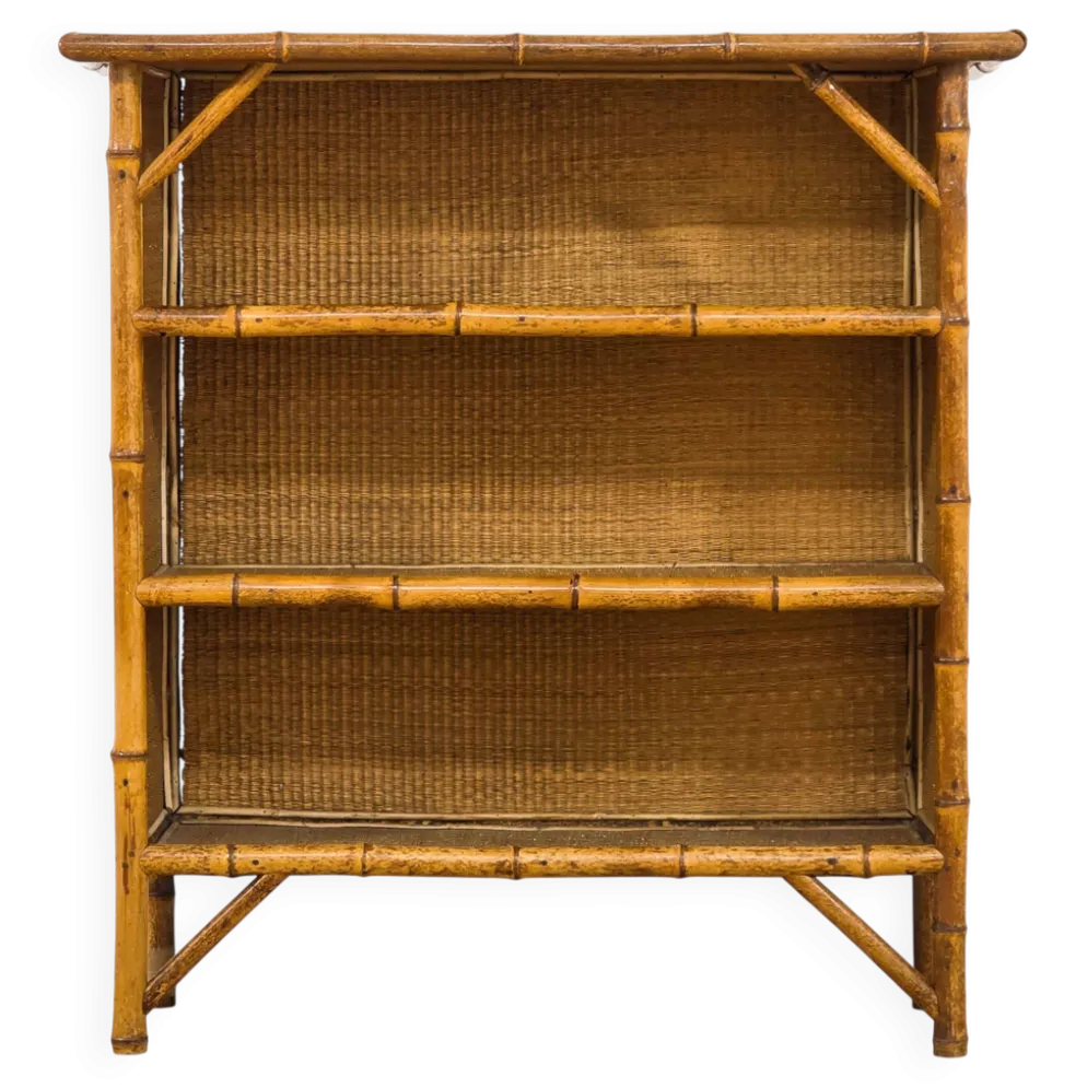 Bibliothèque ancienne en bambou et rotin – XIXᵉ siècle