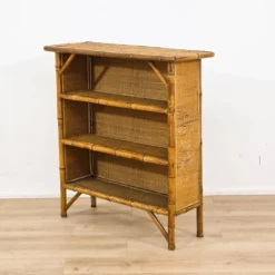 Bibliothèque ancienne en bambou et rotin – XIXᵉ siècle