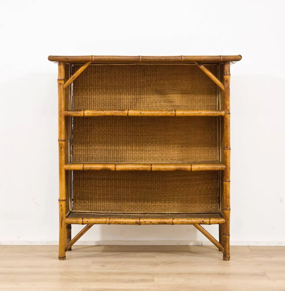 Bibliothèque ancienne en bambou et rotin – XIXᵉ siècle