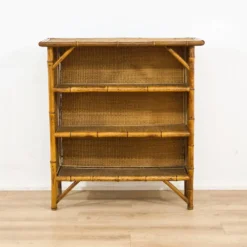 Bibliothèque ancienne en bambou et rotin – XIXᵉ siècle