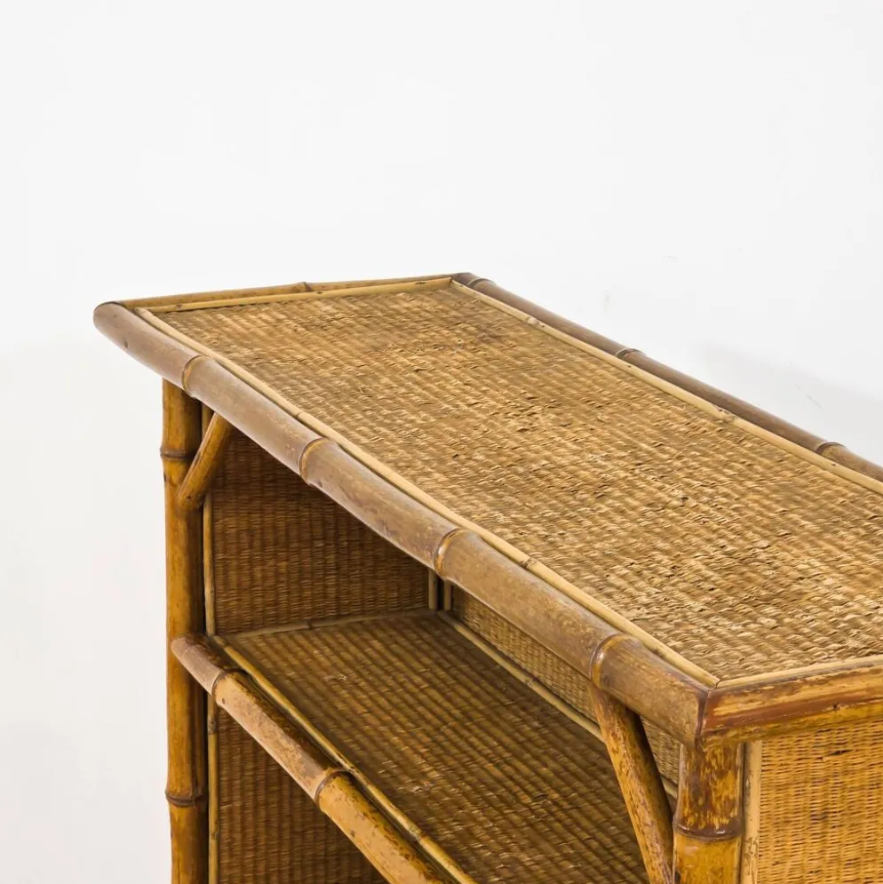 Bibliothèque ancienne en bambou et rotin – XIXᵉ siècle