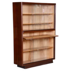 Bibliothèque Art Déco en frêne et acajou, tchèque, années 1940.