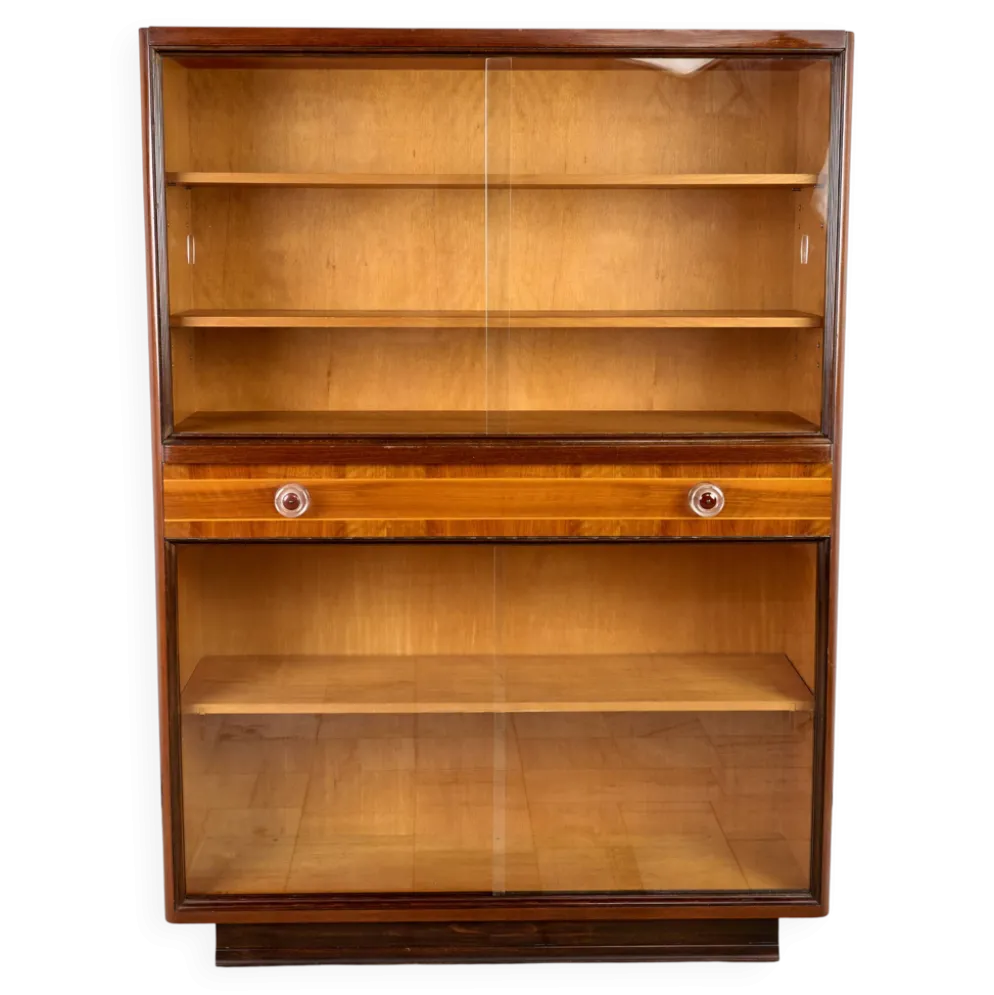 Bibliothèque Art Déco, Vitrine, Meubles Tchèques, 1960, Tchécoslovaquie