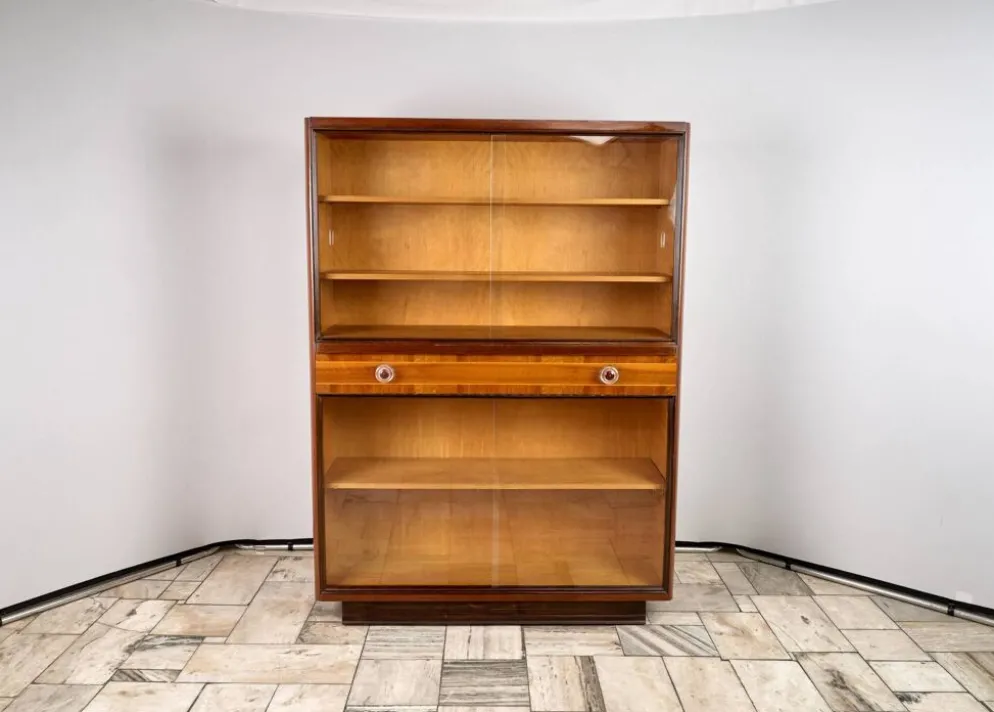 Bibliothèque Art Déco, Vitrine, Meubles Tchèques, 1960, Tchécoslovaquie