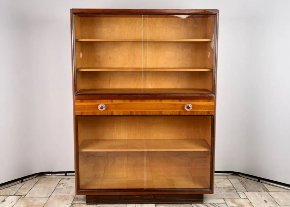 Bibliothèque Art Déco, Vitrine, Meubles Tchèques, 1960, Tchécoslovaquie