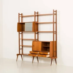 Bibliothèque autoportante en teck, Norvège années 1960