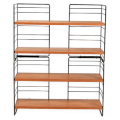 Bibliothèque autoportante scandinave en teck et métal, années 1960