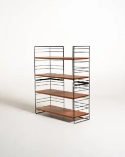 Bibliothèque autoportante scandinave en teck et métal, années 1960