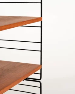 Bibliothèque autoportante scandinave en teck et métal, années 1960