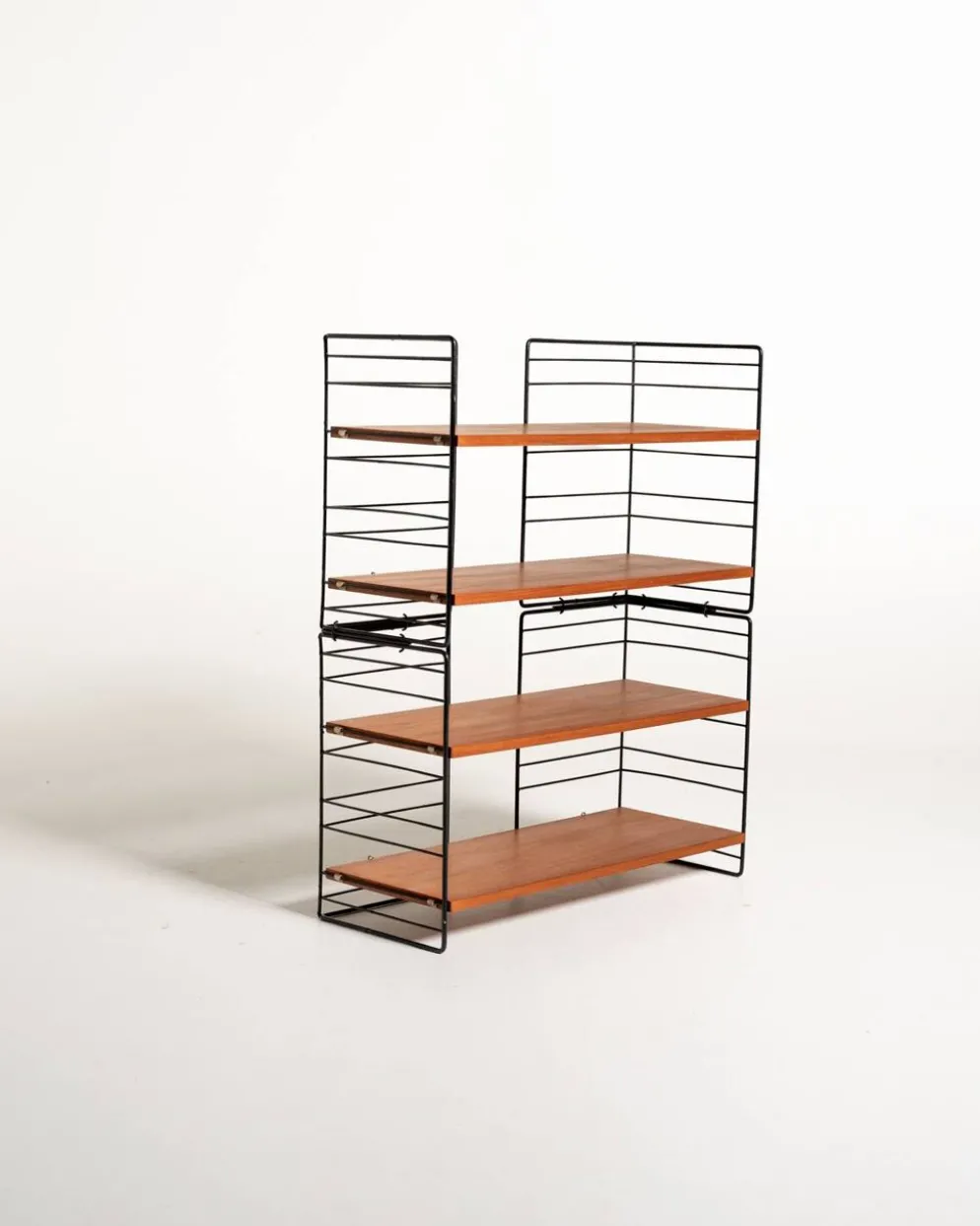 Bibliothèque autoportante scandinave en teck et métal, années 1960