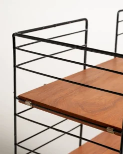 Bibliothèque autoportante scandinave en teck et métal, années 1960
