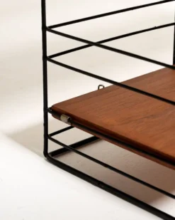 Bibliothèque autoportante scandinave en teck et métal, années 1960