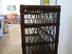 Bibliothèque - Bibus-3 niveaux-rotin tressé -bambou-Vintage-années 70