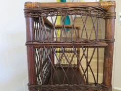 Bibliothèque - Bibus-3 niveaux-rotin tressé -bambou-Vintage-années 70