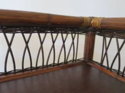 Bibliothèque - Bibus-3 niveaux-rotin tressé -bambou-Vintage-années 70