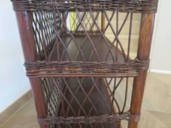 Bibliothèque - Bibus-3 niveaux-rotin tressé -bambou-Vintage-années 70