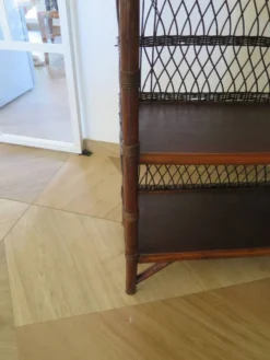 Bibliothèque - Bibus-3 niveaux-rotin tressé -bambou-Vintage-années 70