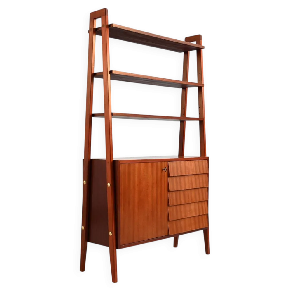 Bibliothèque en acajou scandinave, années 1960