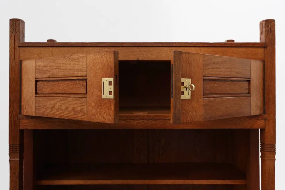 Bibliothèque en chêne de style Jugendstil avec étagères réglables, Pays-Bas, vers 1900